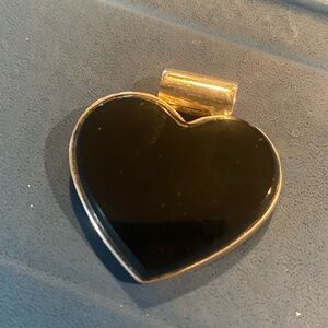 Sterling Silver Large Black Onyx Heart Necklace Mexico 925